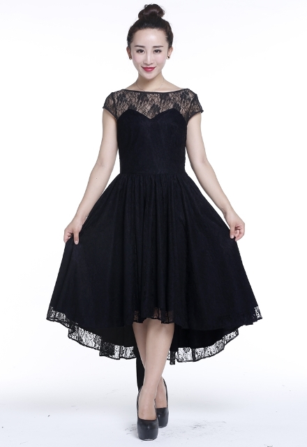 Plus Black Gothic Hi Lo Lace Short Sleeve Dress [72850] - $79.99 : Mystic Crypt, the most hard to find at ghoulishly prices!