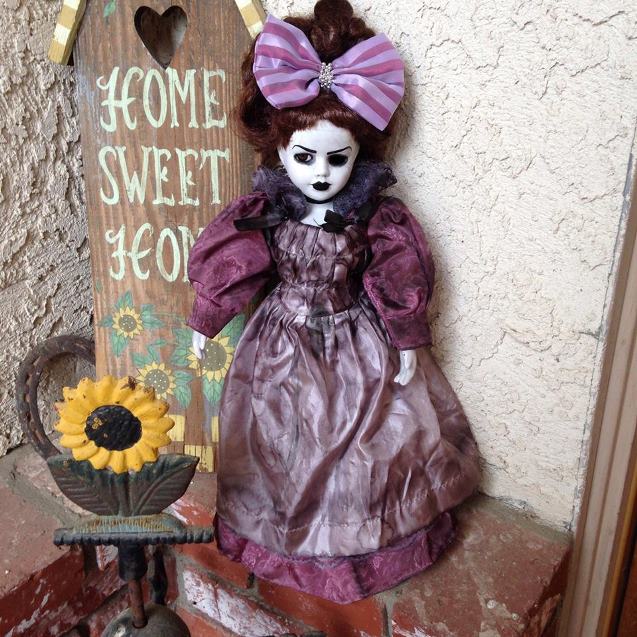Victorian Mourning Lady with Bow Creepy Horror Doll by Bastet2329