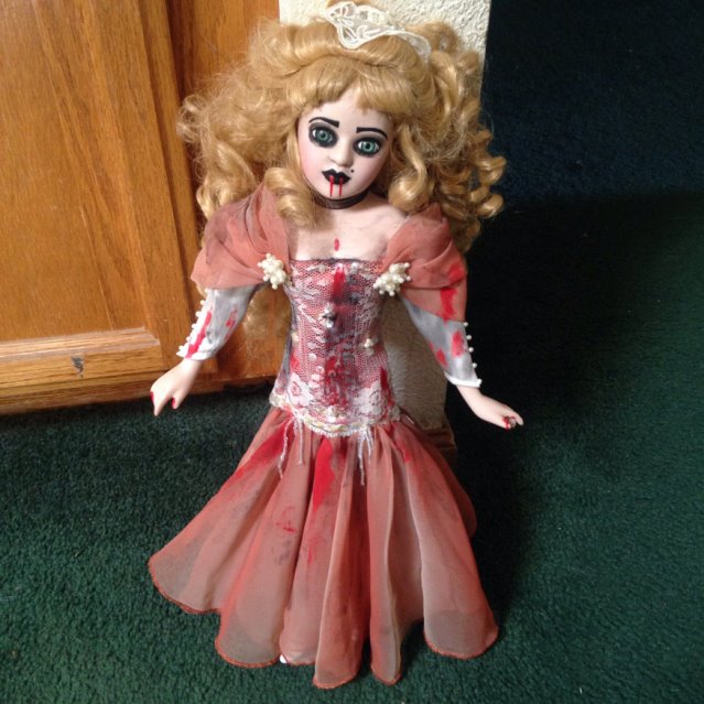 Fancy Fishtail Pink Dress Lady Vampire Creepy Horror Doll by Bastet2329 - Click Image to Close