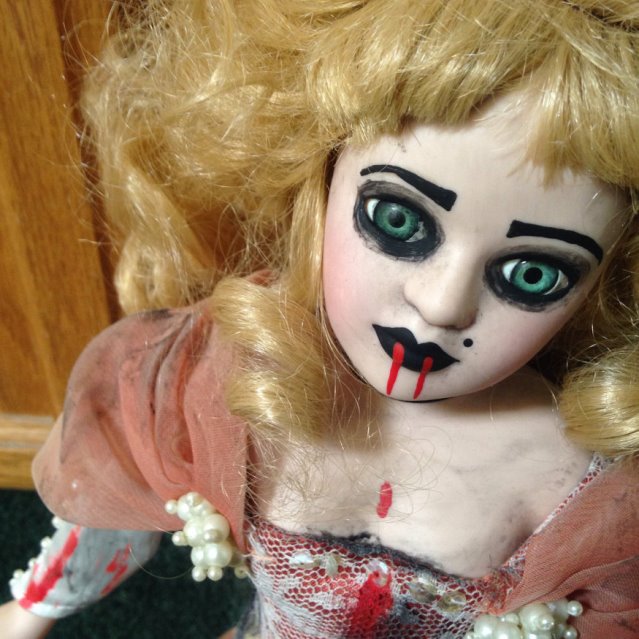 Fancy Fishtail Pink Dress Lady Vampire Creepy Horror Doll by Bastet2329 - Click Image to Close