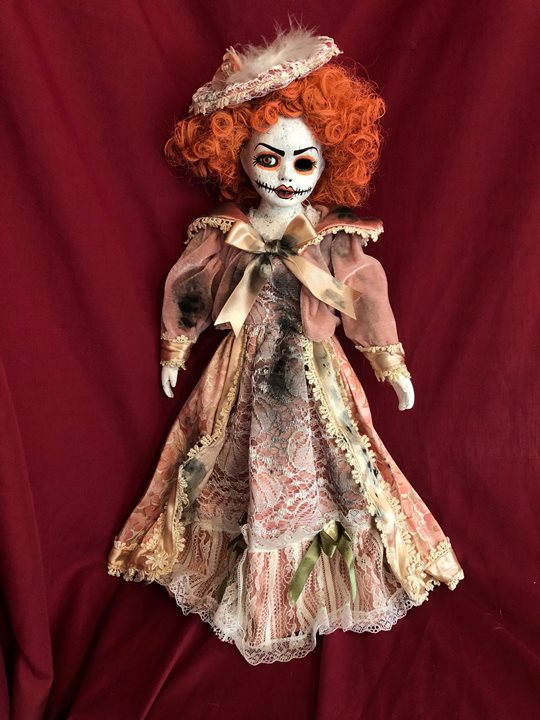 OOAK Peaches Crackle Paint Creepy Horror Doll Art by Christie Creepydolls