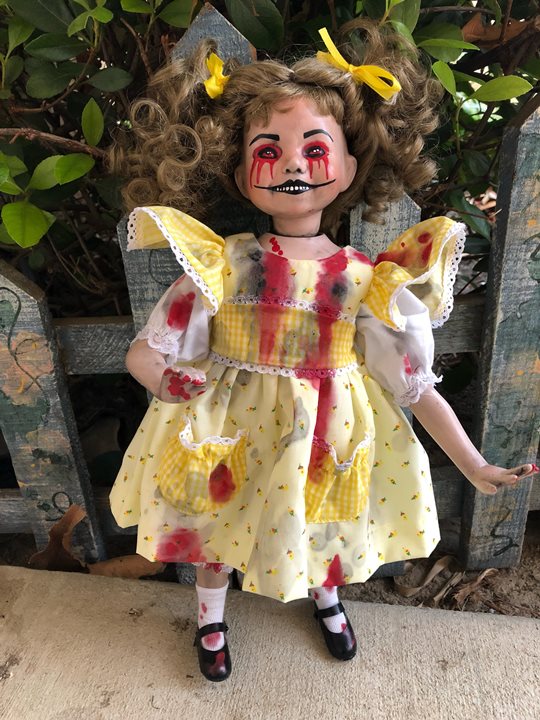 OOAK Ms. Sally Sunshine Child Creepy Horror Doll Art by Christie Creepydolls