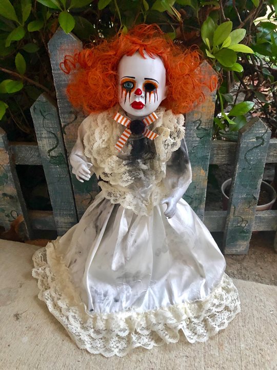 OOAK Mascara Tears Clown Creepy Horror Doll Art by Christie Creepydolls