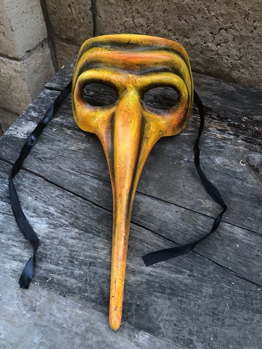 OOAK Yellow Plague Doctor Death Mask Creepy Horror Art by Christie Creepydolls