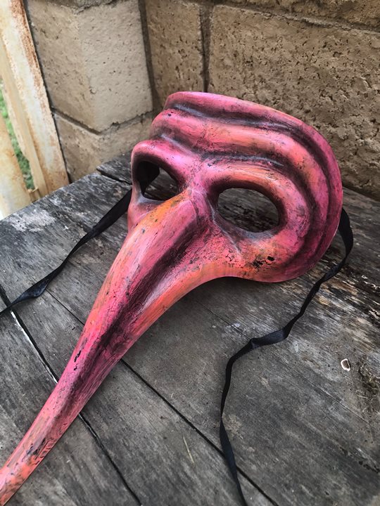 OOAK Pink Plague Doctor Death Mask Creepy Horror Art by Christie Creepydolls