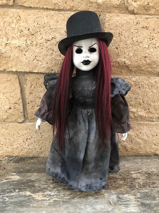 OOAK Mourning Hat Creepy Horror Doll Art by Christie Creepydolls