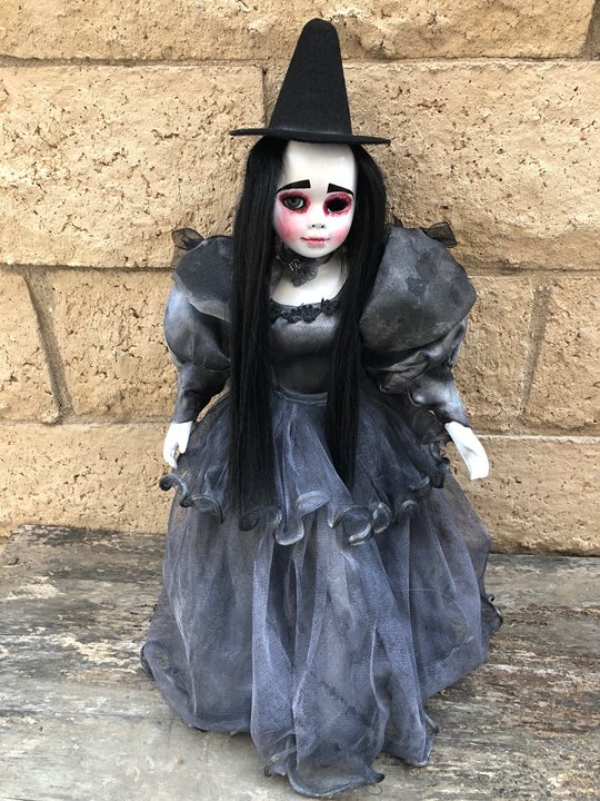 OOAK One Eye Black Gothic Mourning Witch Creepy Horror Doll Art by Christie Creepydolls