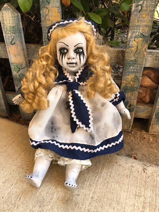 OOAK Sitting Sailor Mascara Tears Creepy Horror Doll Art by Christie Creepydolls