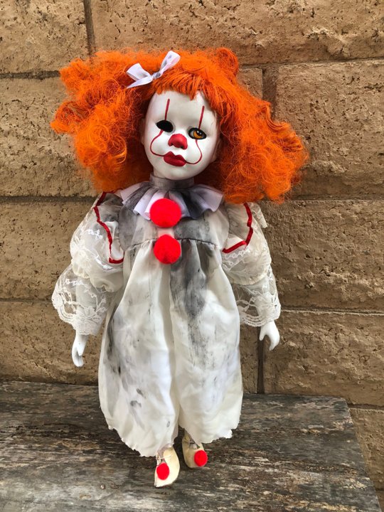 OOAK Large Child Pennywise IT Clown Girl Creepy Horror Doll Art by Christie Creepydolls