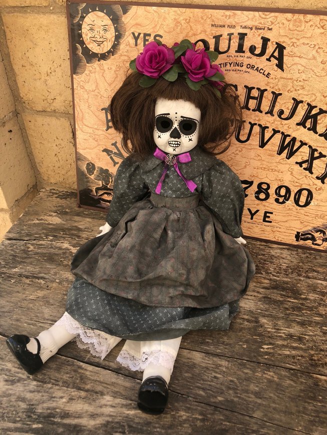 OOAK DOD Sitting Flower Spiderweb Creepy Horror Doll Art by Christie Creepydolls