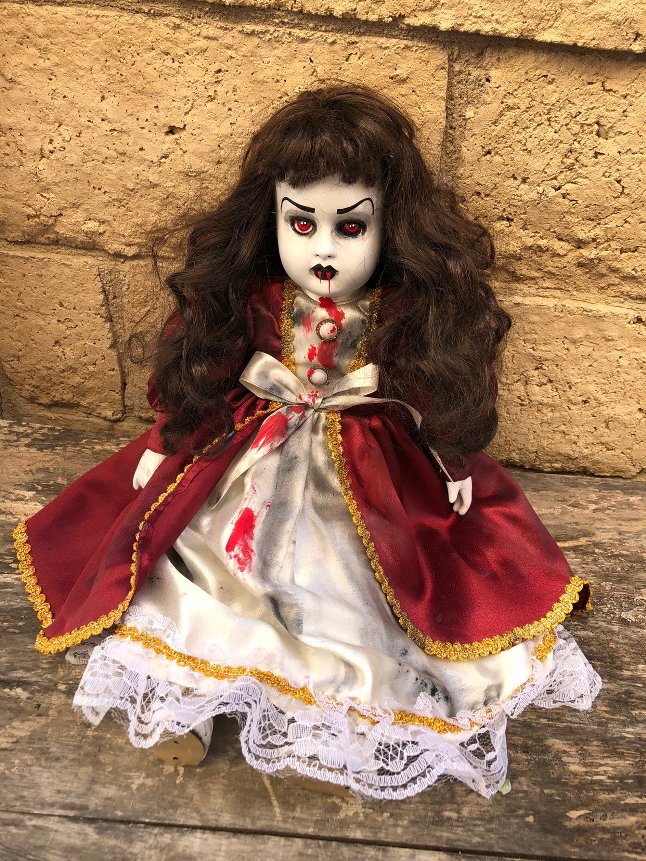 OOAK Sitting Red Eye Bloody Creepy Horror Doll Art by Christie Creepydolls
