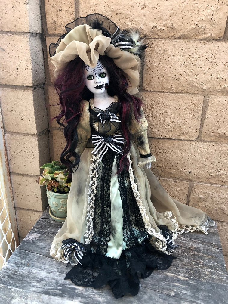 OOAK X Large Spiderweb Lady Creepy Horror Doll Art by Christie Creepydolls