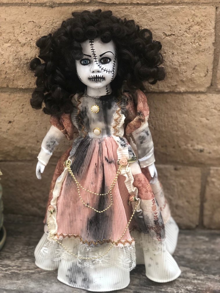 OOAK Two Tone Stitches Girl Creepy Horror Doll Art by Christie Creepydolls