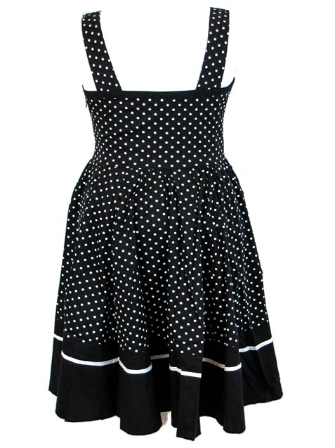 Plus Size Black & White Polka Dot Flirty Rockabilly Dress - Click Image to Close