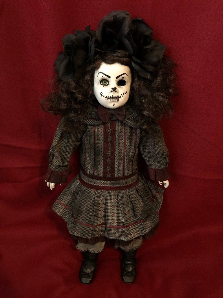 OOAK X Large One Eye Stitches Girl Creepy Horror Doll Art by Christie Creepydolls