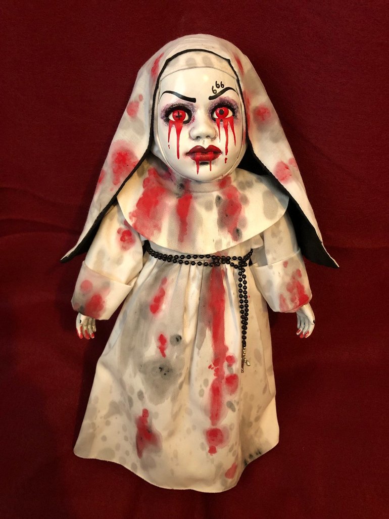 OOAK Bloody Evil 666 Nun Creepy Horror Doll Art by Christie Creepydolls