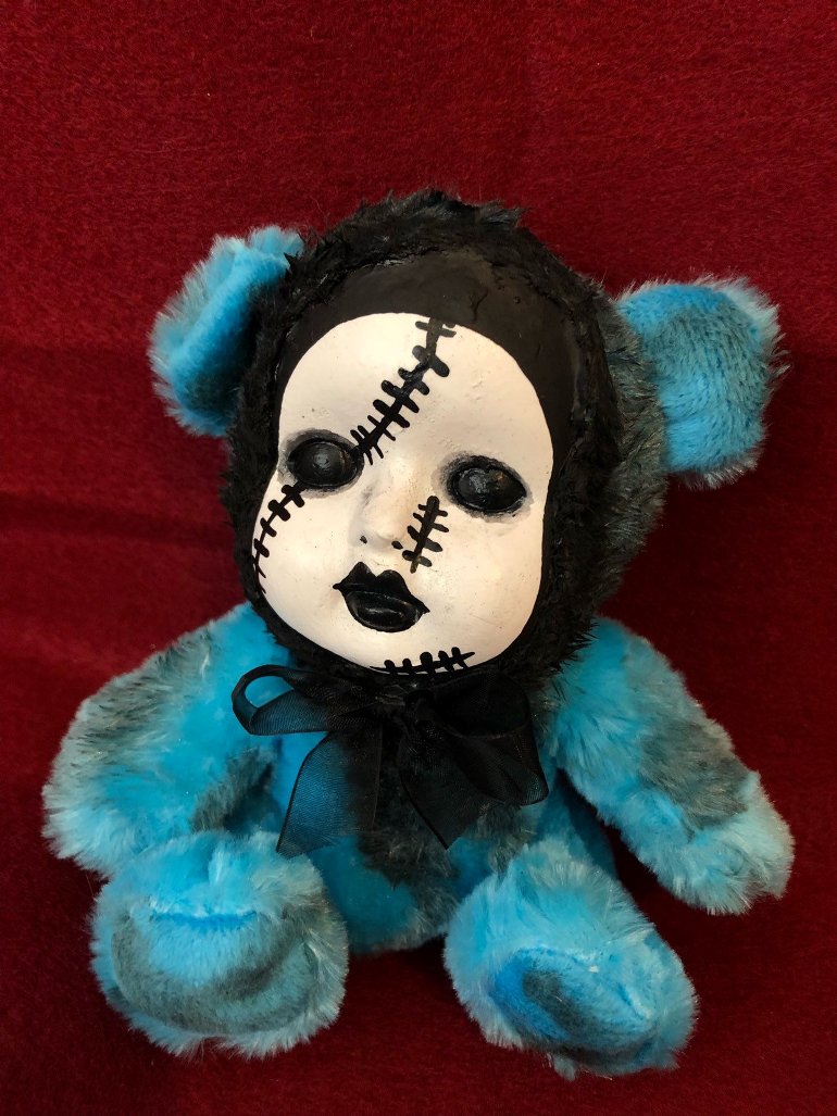 OOAK Sad Stitches Teddy Bear Creepy Horror Doll Art Christie Creepydolls