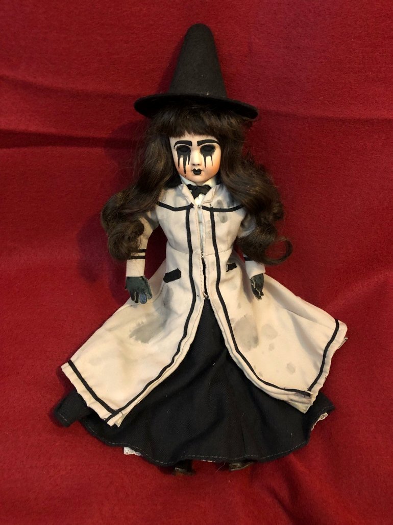 OOAK Small Sitting Mary Poppins Witch Creepy Horror Doll Art by Christie Creepydolls