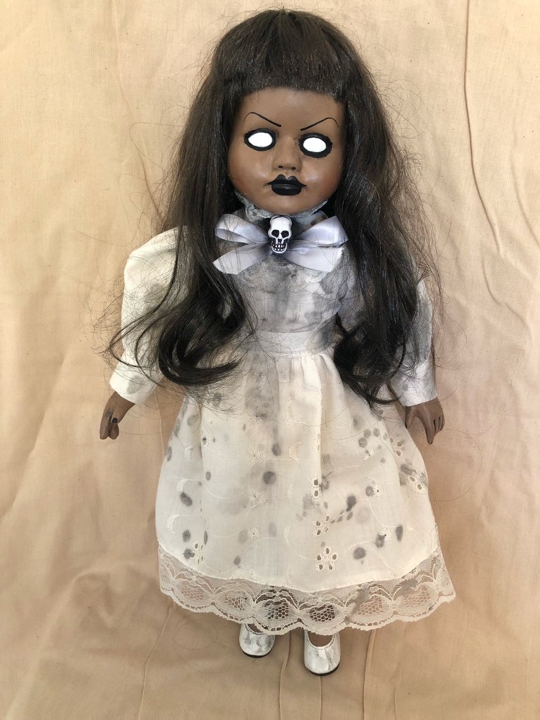 OOAK Possessed Skull Ghost Girl Creepy Horror Doll Art by Christie Creepydolls