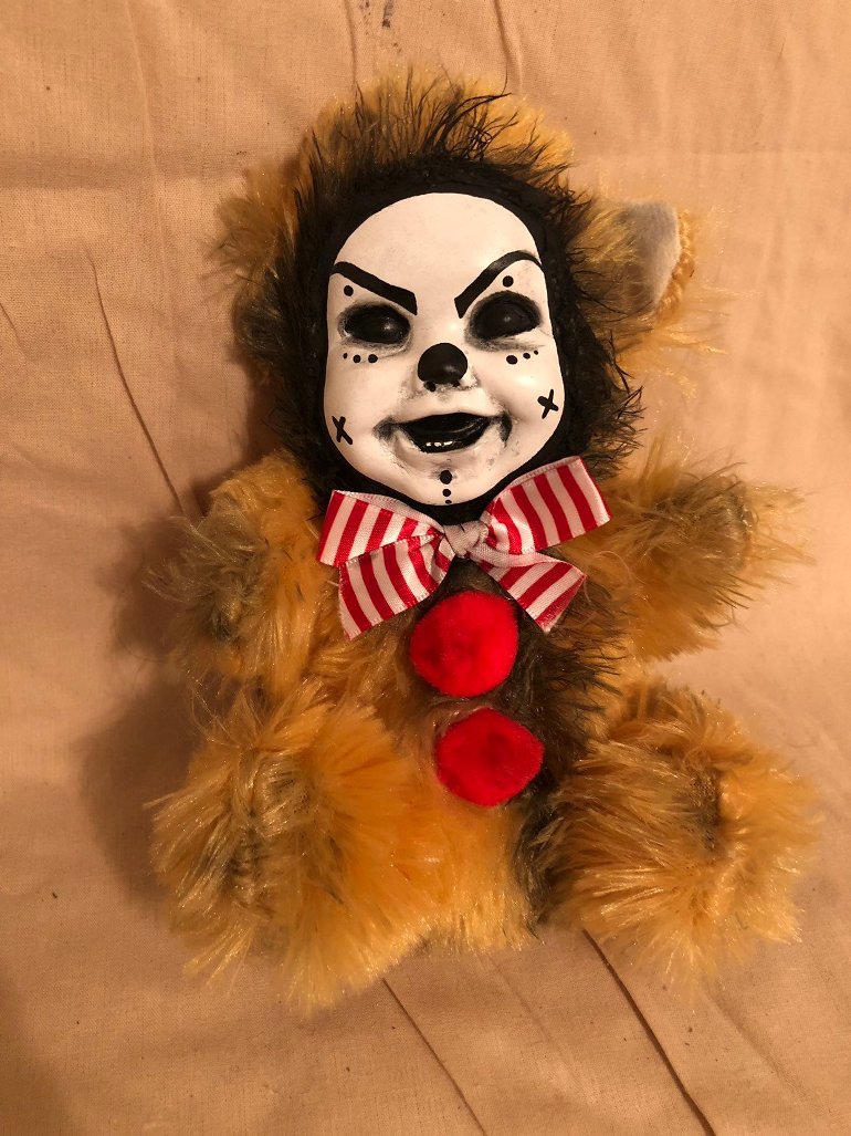 OOAK Smiling Cute Clown Teddy Bear Creepy Horror Doll Art Christie Creepydolls
