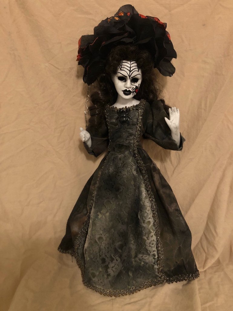 OOAK Spiderweb Mourning Black Widow Fancy Creepy Horror Doll Art by Christie Creepydolls