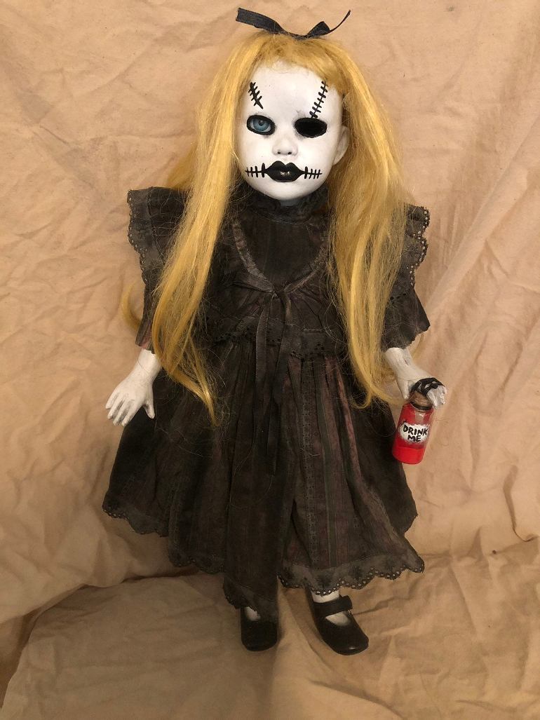 OOAK Malice in Wonderland w Bottle Creepy Horror Doll Art by Christie Creepydolls