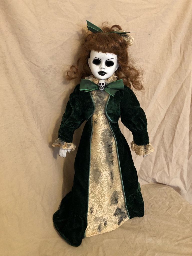 OOAK Skull Brooch Girl Creepy Horror Doll Art by Christie Creepydolls