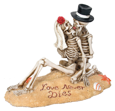 Love Never Dies Beach Lovers Skeleton Figurine Wedding Cake Topper - Click Image to Close