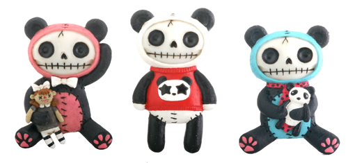 Pandi Panda Furry Bones Skellies Magnets - Click Image to Close