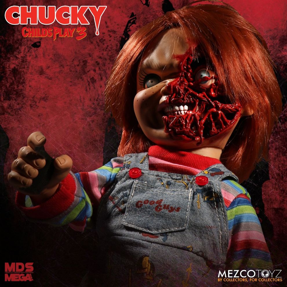 Mezco Designer Series Child's Play 3: Talking Pizza Face Chucky *MODERATELY DENTED BOX*