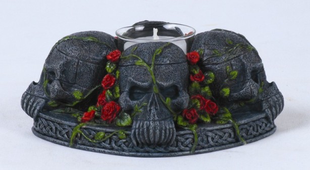 Skull Rose Candle Holder