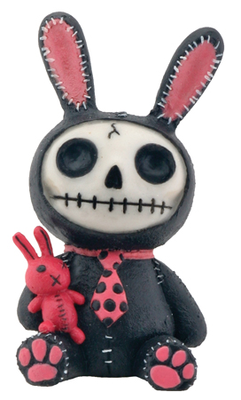 Black Bun Bun Furry Bones Skellies Figurine