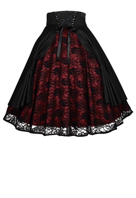 Plus Size Black & Red Satin Gothic High Waist Corset Lace Skirt [80381] -  $59.99 : Mystic Crypt, the most unique, hard to find items at ghoulishly  great prices!