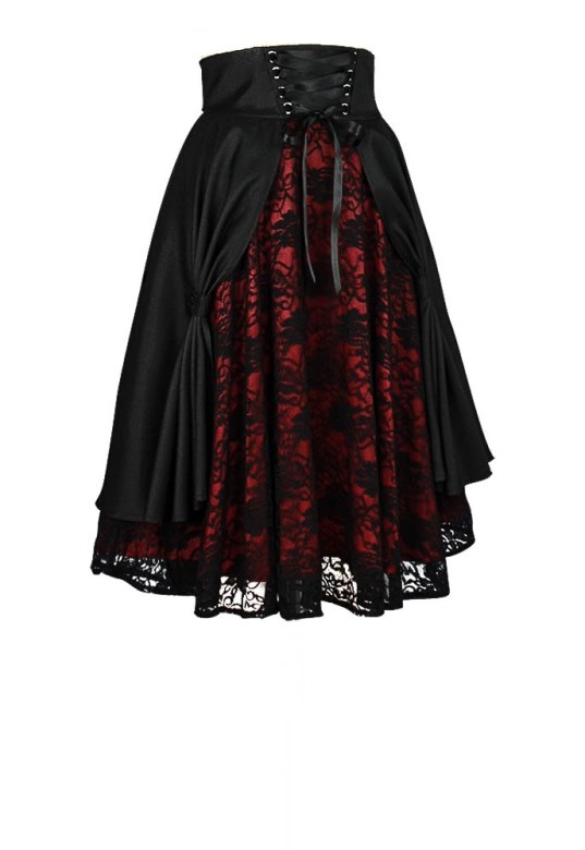 Plus Size Black & Red Satin Gothic High Waist Corset Lace Skirt [80381] -  $59.99 : Mystic Crypt, the most unique, hard to find items at ghoulishly  great prices!