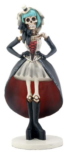 Gothic Girl Skull Figurine