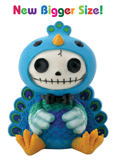 Peacock Dandy Furry Bones Skellies Medium Figurine - Click Image to Close