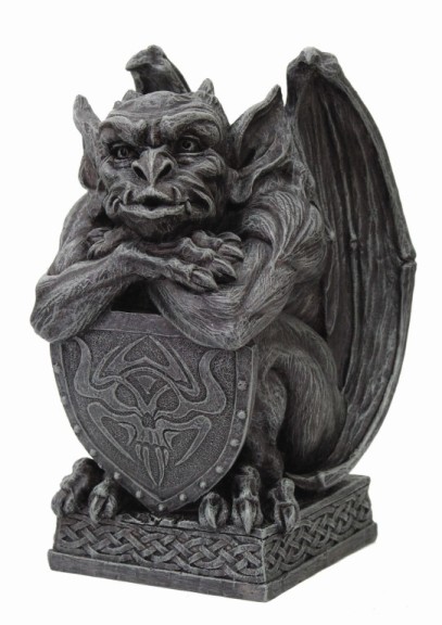 Gargoyle with Shield Statue - Click Image to Close