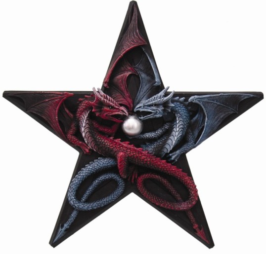 Dragons Pentagram Plaque by Anne Stokes