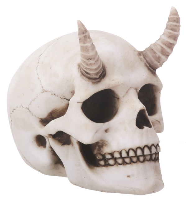 Small Horned Demon Skull Figurine