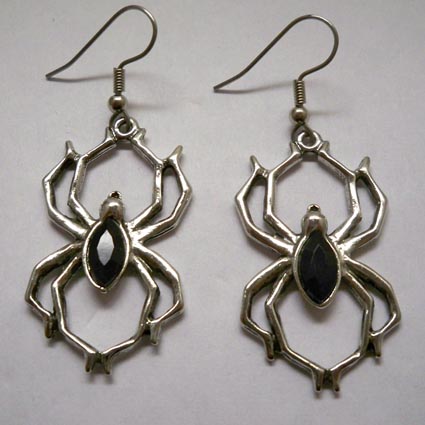 Spider w Black Stone Earrings