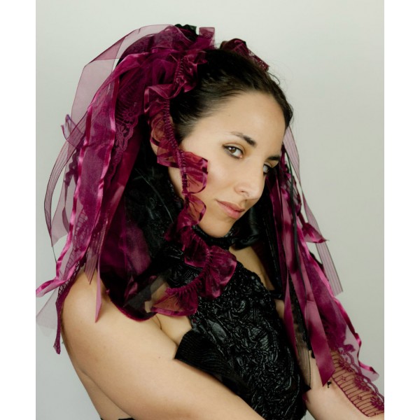 Burgundy and Black Gothic Ribbon Hair Falls by Dreadful Falls - Click Image to Close