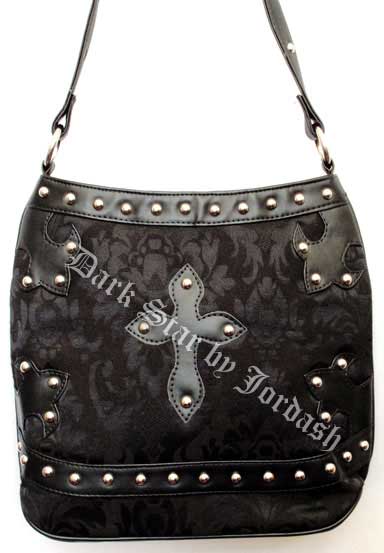 Dark Star Black Brocade Gothic PVC Cross Purse