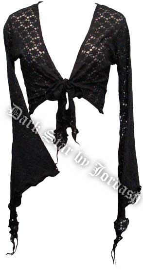 Dark Star Black Floral Lace Gothic Shrug Cardigan - Click Image to Close