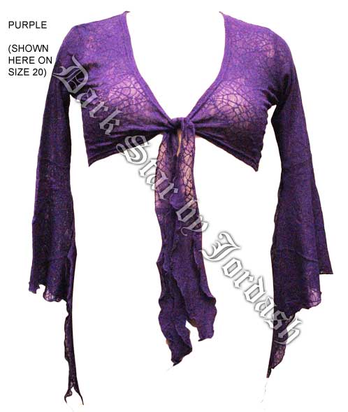 Dark Star Purple Gothic Spider Web Lace Shrug w Bell Sleeves