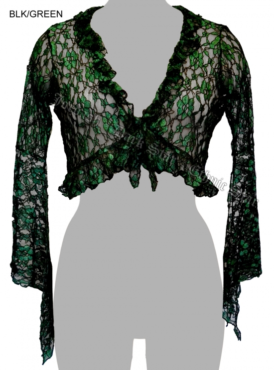 Dark Star Black and Green Lace Shrug