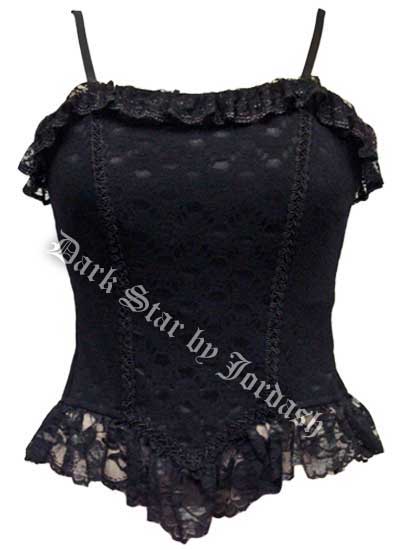 Dark Star Black Basque Corset Lace Top - Click Image to Close