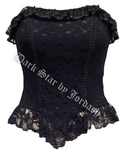 Dark Star Black Basque Corset Lace Top - Click Image to Close