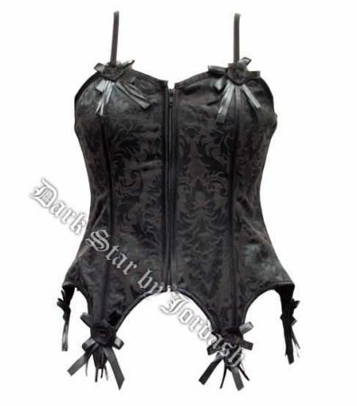 Dark Star Gothic Black Brocade Roses Corset