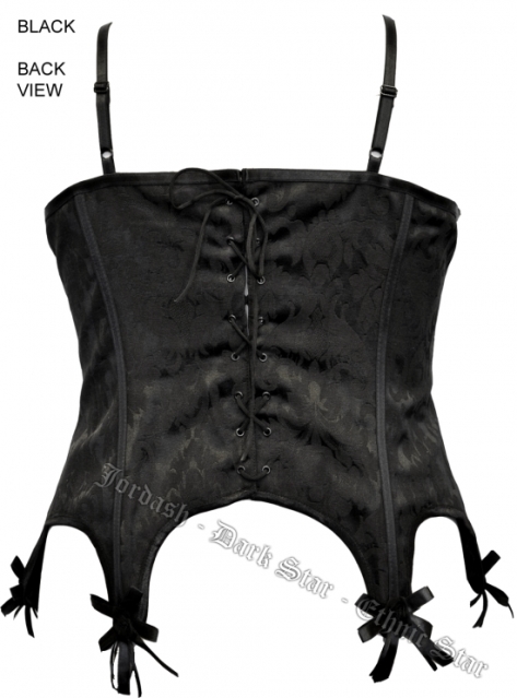 Dark Star Gothic Black Brocade Roses Corset - Click Image to Close