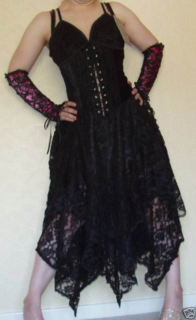 Dark Star Gothic Black Lace Corset Dress - Click Image to Close